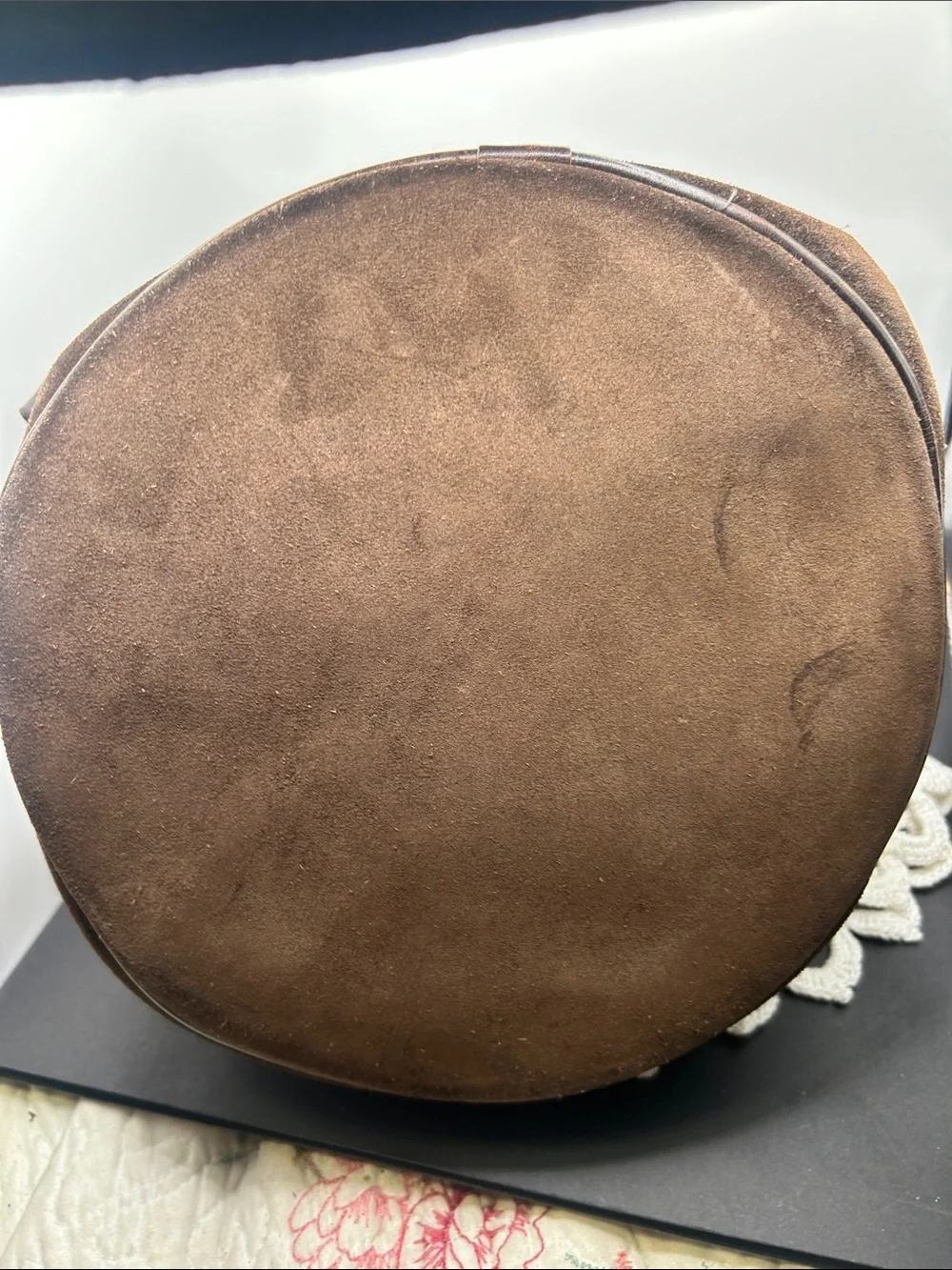 Dooney & Bourke Dark Brown Suede Shoulder Bag with Leather Trim